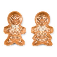 Mocha Check Gingerbread Snack Bowls, Set of 2