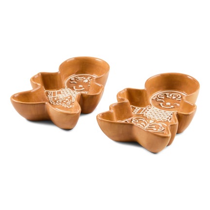 Mocha Check Gingerbread Snack Bowls, Set of 2