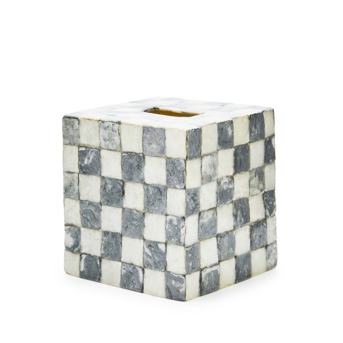 Sterling Check Capiz Boutique Tissue Box Cover image number 2
