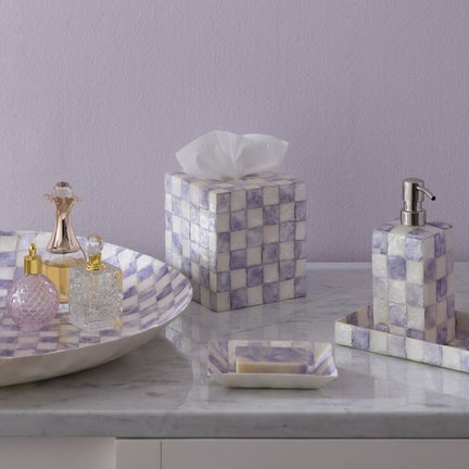Violet Check Capiz Boutique Tissue Box Cover
