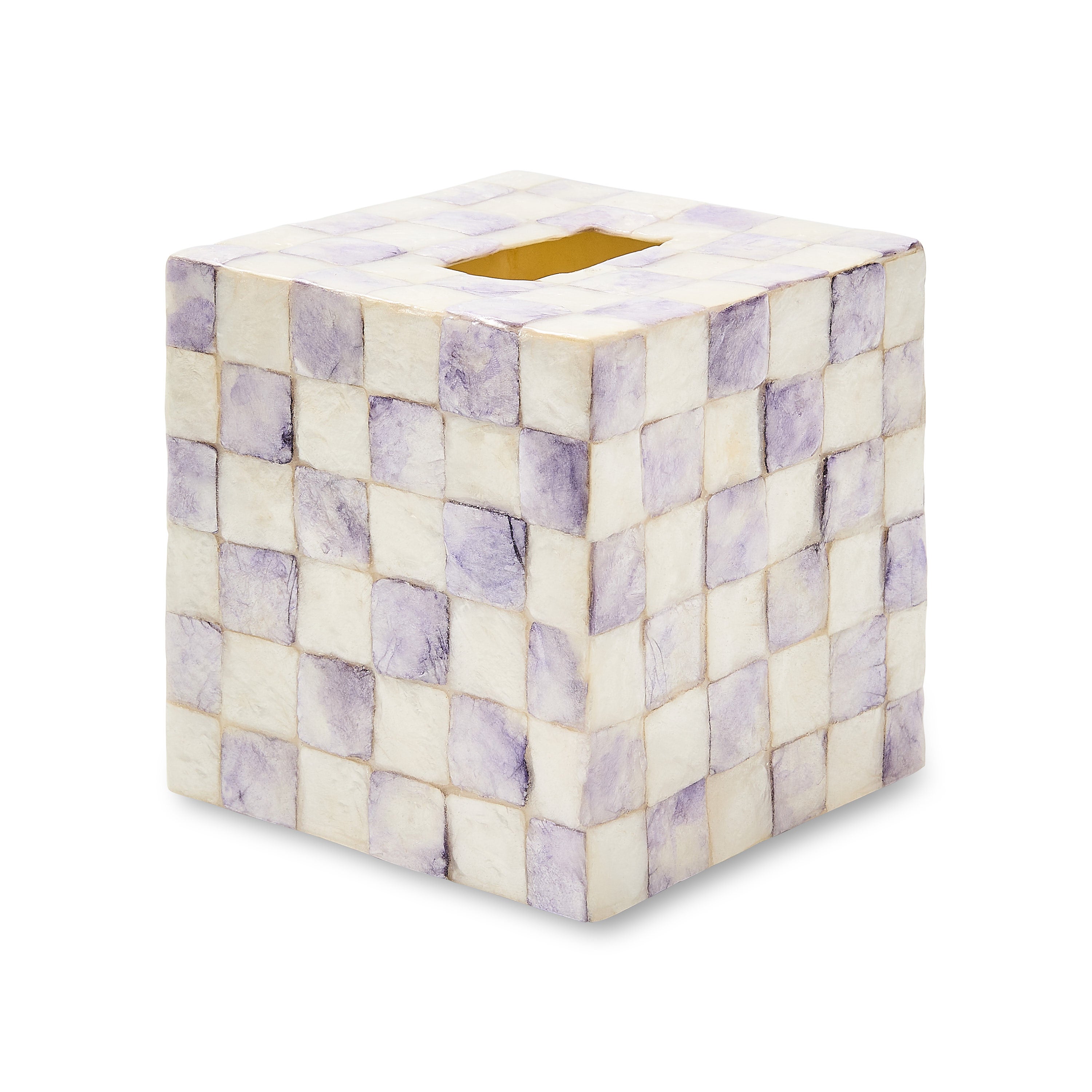 MacKenzie-Childs | Violet Check Capiz Boutique Tissue Box Cover