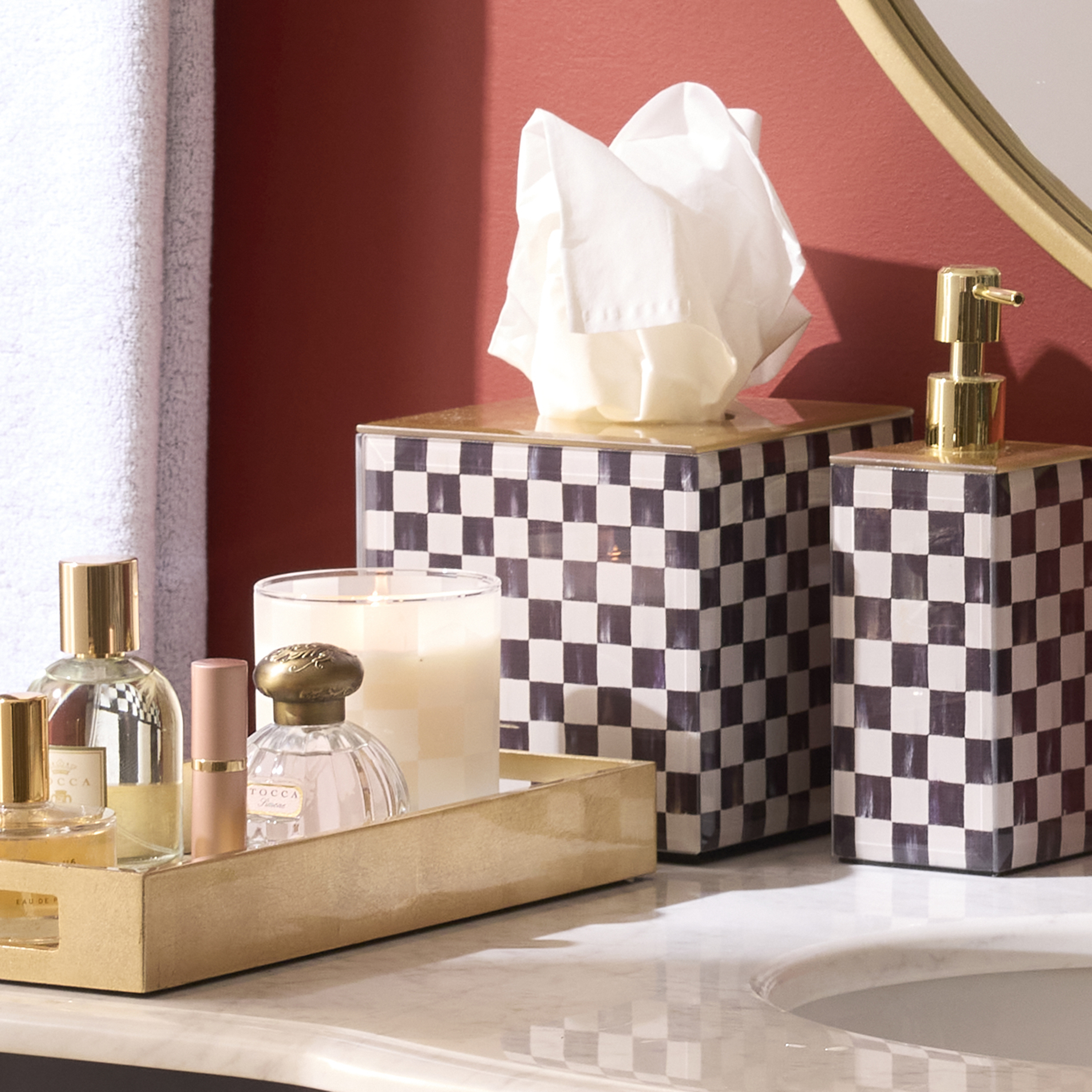 MacKenzie-Childs Courtly Check Tissue Box Cover - Thumbnail 3
