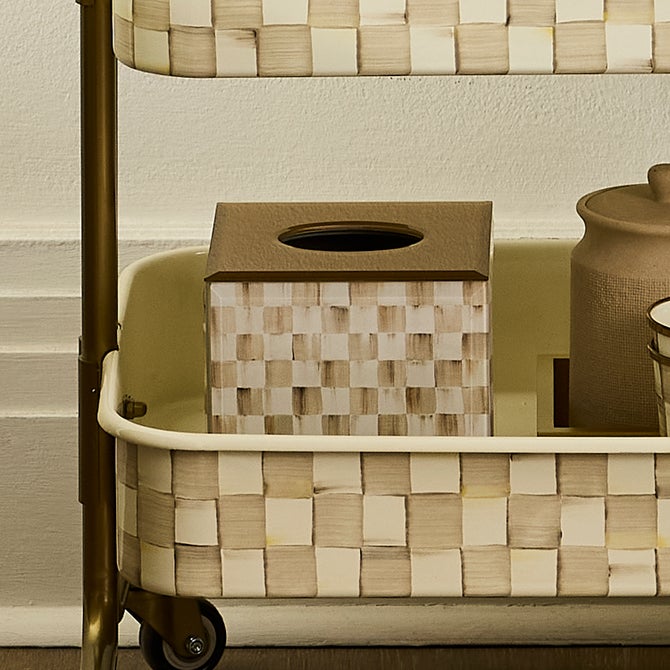 Mocha Check Glass Boutique Tissue Box Cover image number 1