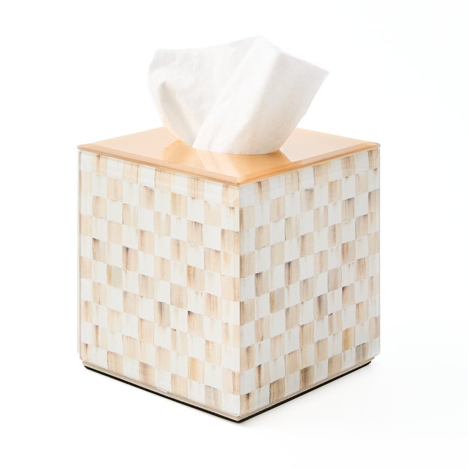 Mocha Check Glass Boutique Tissue Box Cover image number 0