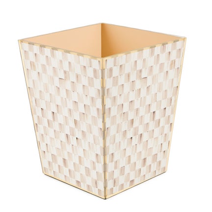 Mocha Check Glass Waste Bin