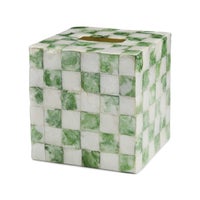 Sage Check Capiz Boutique Tissue Box Cover