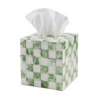 Sage Check Capiz Boutique Tissue Box Cover