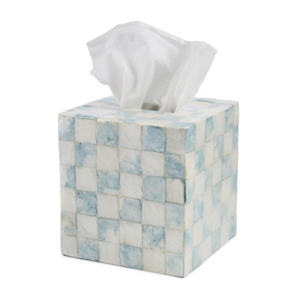 Sky Check Capiz Boutique Tissue Box Cover