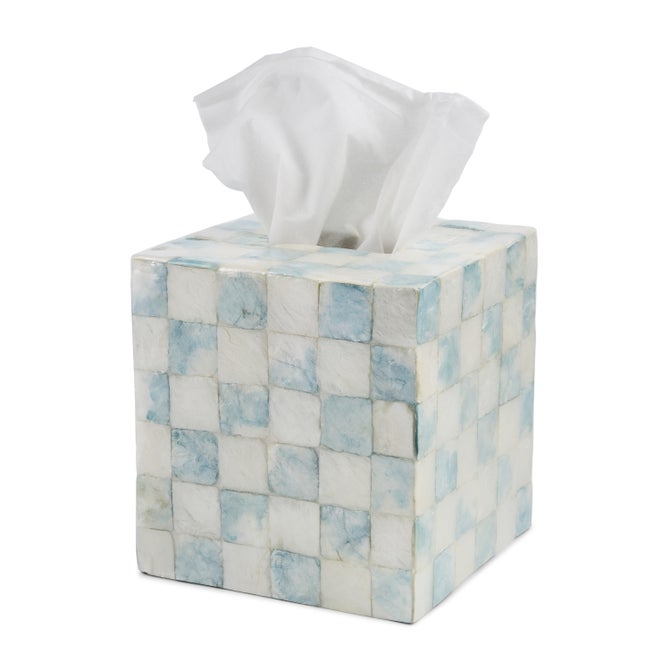 Sky Check Capiz Boutique Tissue Box Cover image number 0