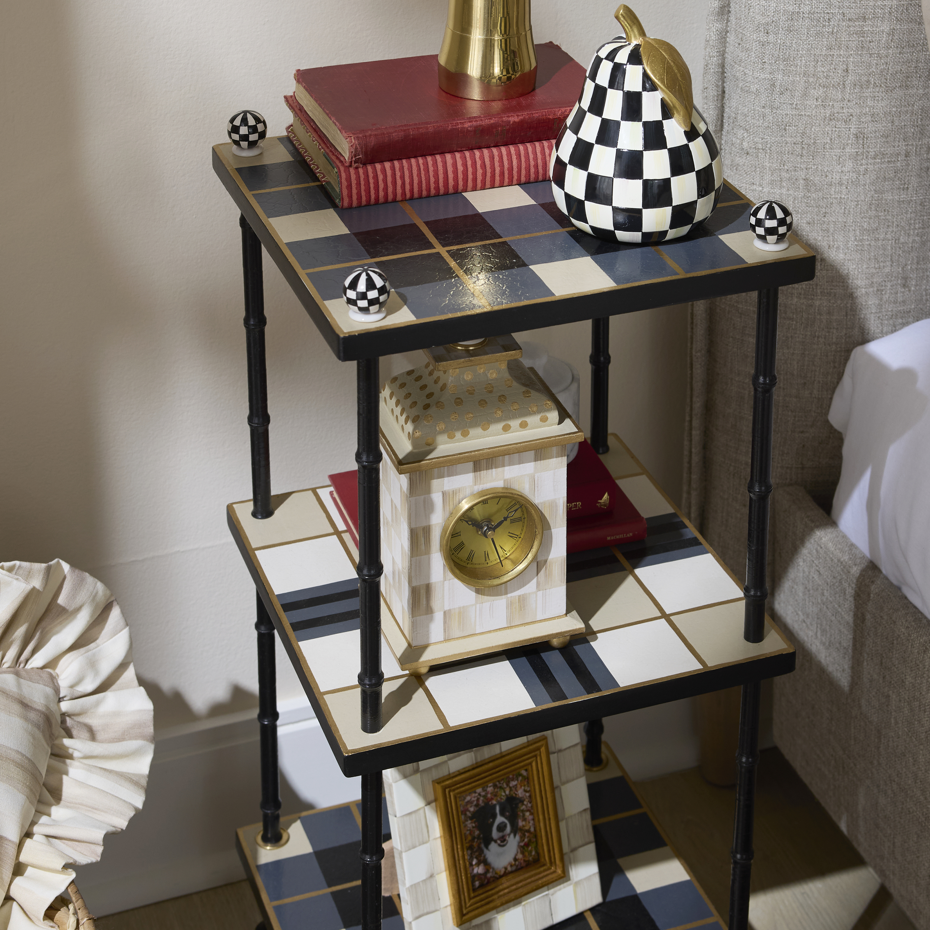 MacKenzie-Childs | Mocha Check Desk Clock
