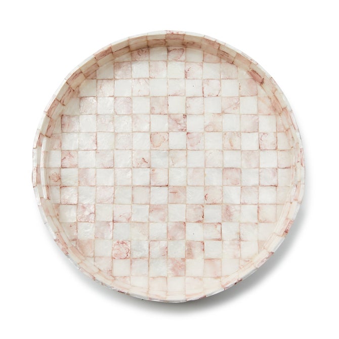 Rosy Check Capiz Round Tray image number 2