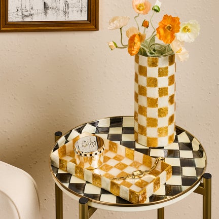 Gold Check Capiz Vanity Tray