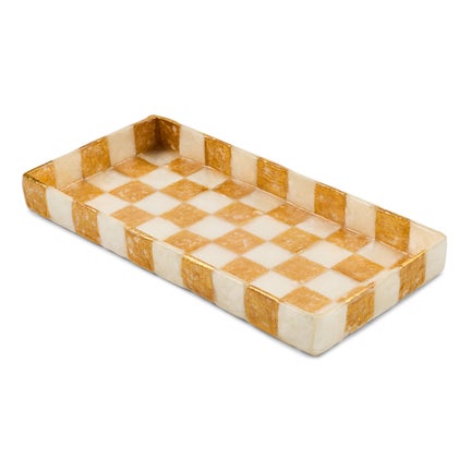 Gold Check Capiz Vanity Tray