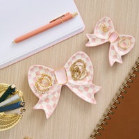 Rosy Check Bow Trinket Dishes, Set of 2