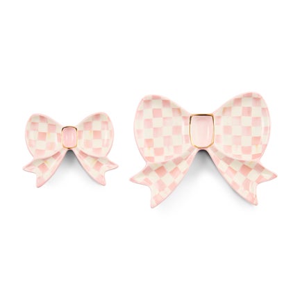 Rosy Check Bow Trinket Dishes, Set of 2