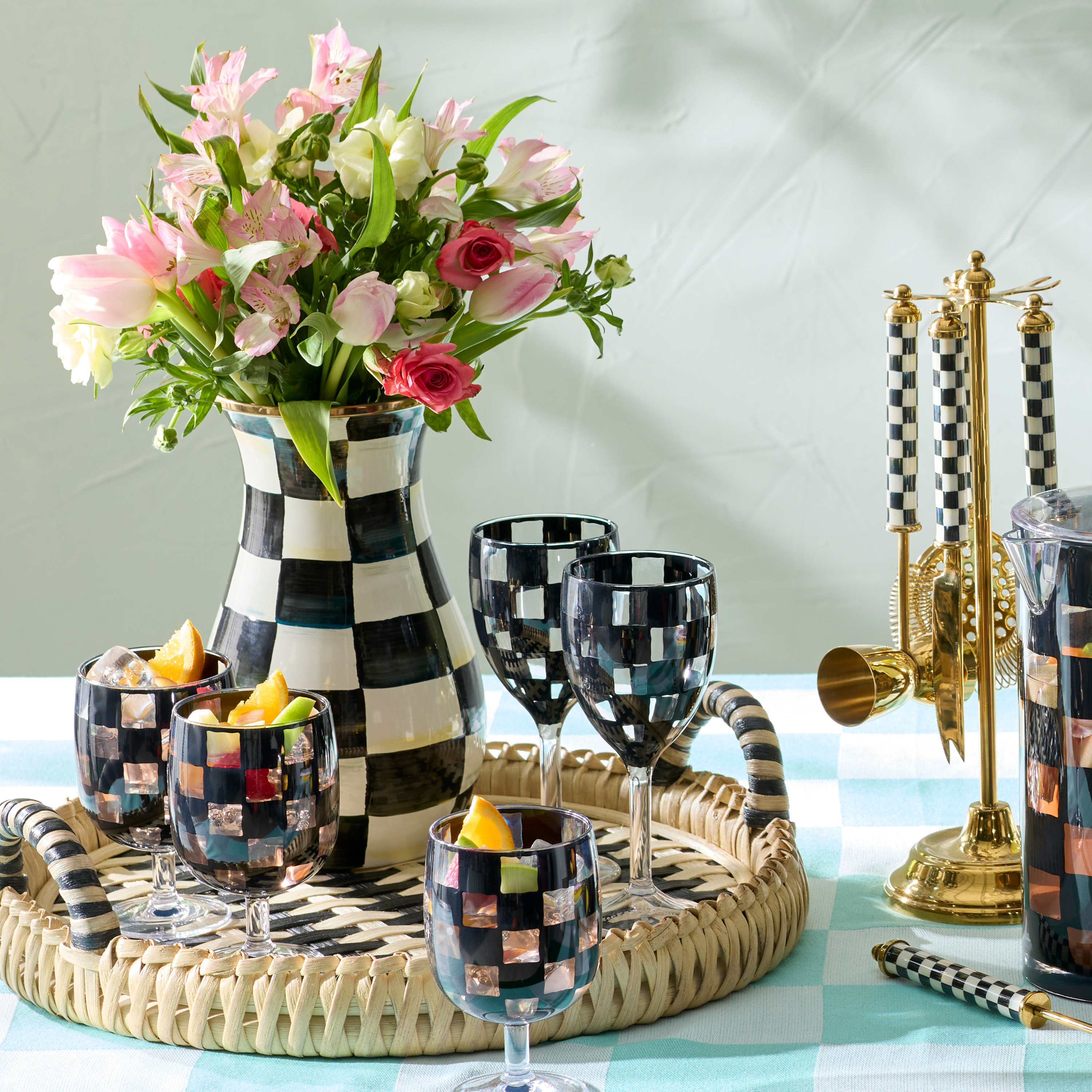 MACKENZIE-CHILDS 新作　セラミックトレイ、花瓶 MacKenzie-Childs | Lanai Round Serving Tray