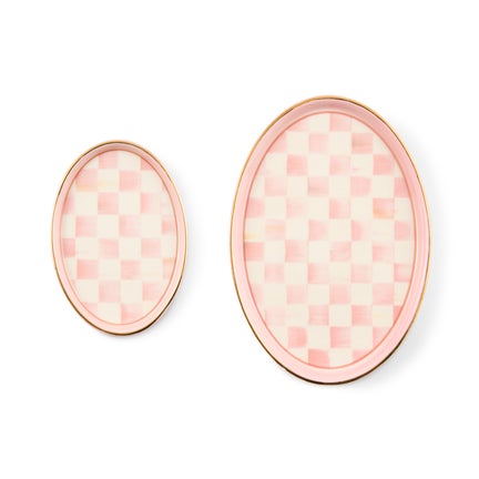 Rosy Check Oval Trinket Dishes, Set of 2