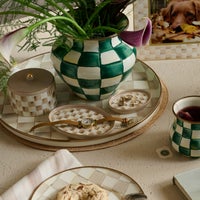 Mocha Check Oval Trinket Dishes, Set of 2