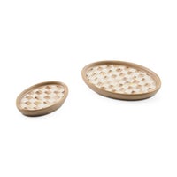 Mocha Check Oval Trinket Dishes, Set of 2