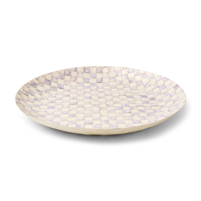 Violet Check Decorative Capiz Bowl image number 0