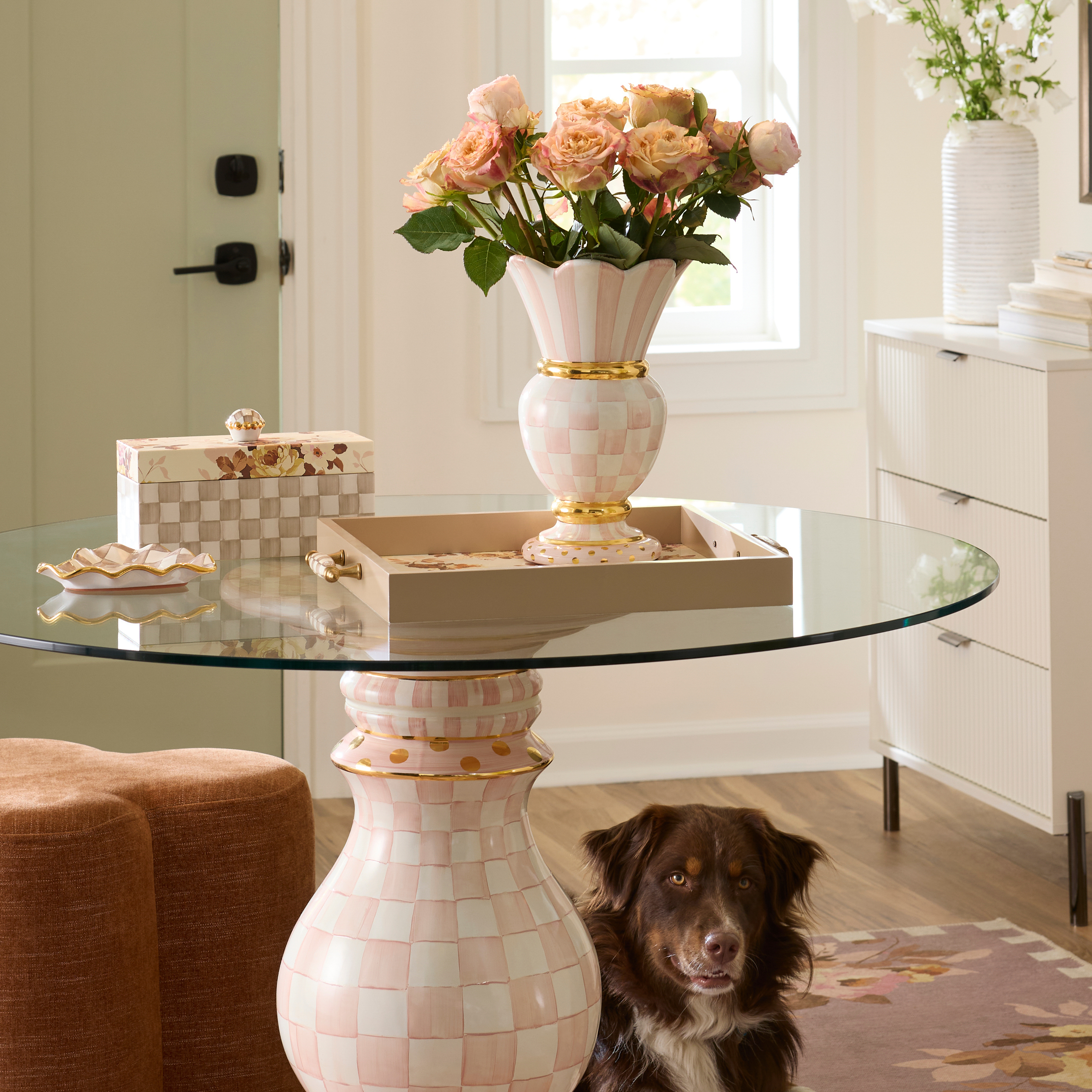 MacKenzie-Childs | Wild Rose White Serving Tray