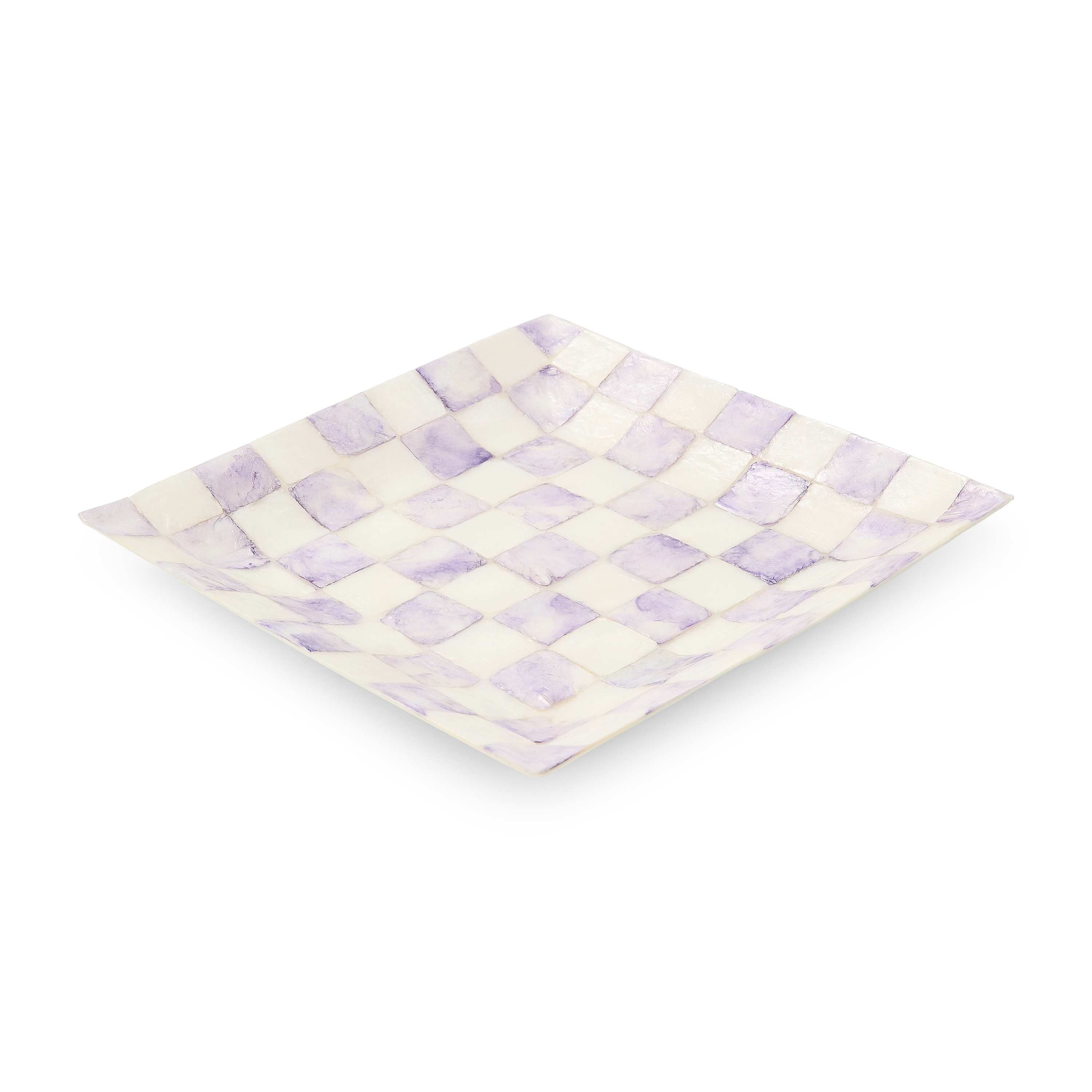 MacKenzie-Childs | Violet Check Capiz Catchall Tray