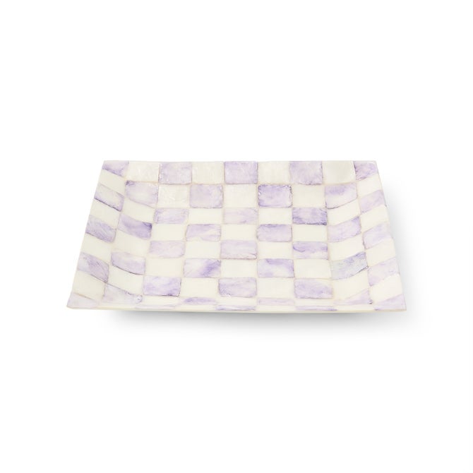Violet Check Capiz Catchall Tray image number 0