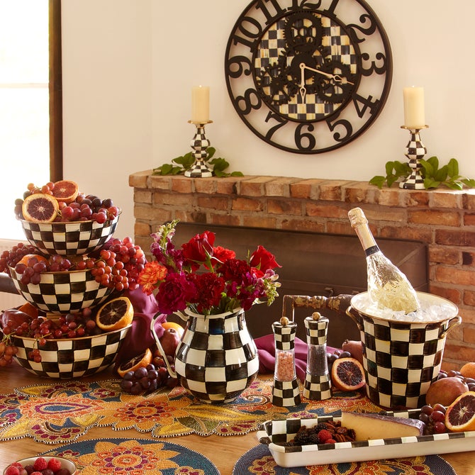 Courtly Check Large Farmhouse Wall Clock image number 1