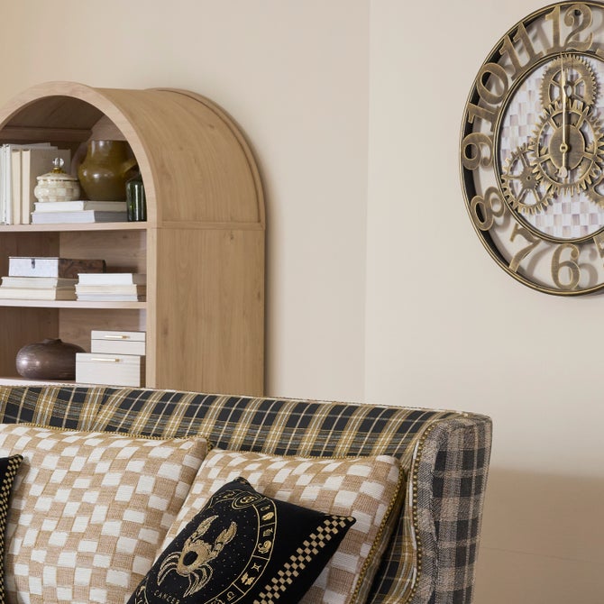 Mocha Check Small Farmhouse Wall Clock image number 1