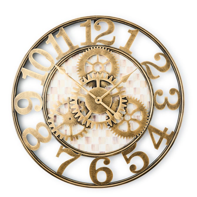 Mocha Check Small Farmhouse Wall Clock image number 0