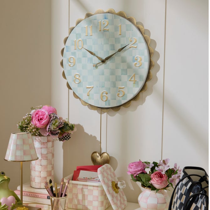 Sterling Check Heart Pendant Wall Clock image number 1
