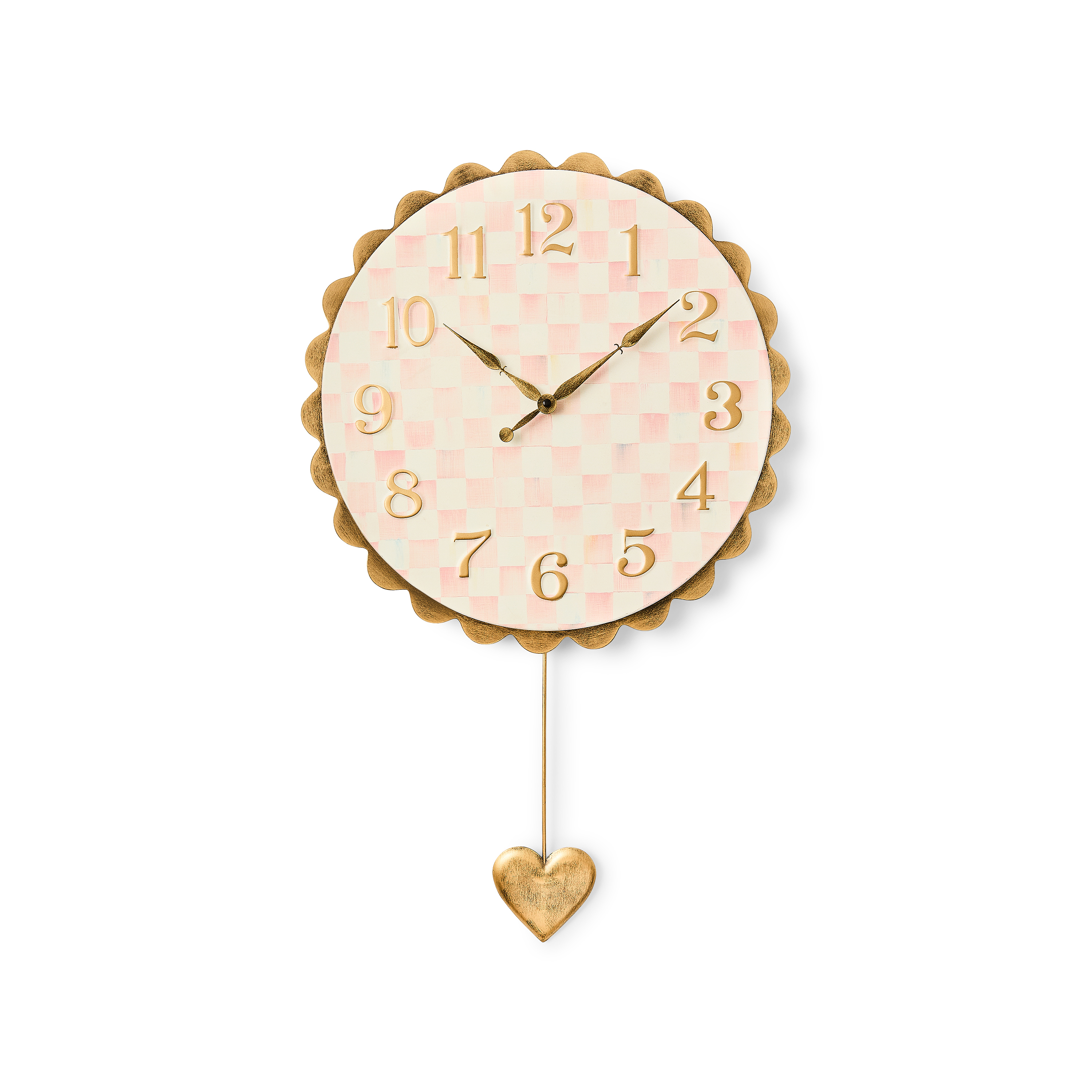 MacKenzie-Childs | Rosy Check Heart Pendant Clock