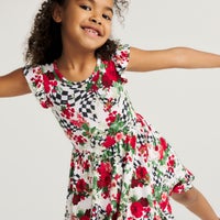Posh Peanut Wild Rose Check Twirl Dress