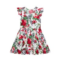 Posh Peanut Wild Rose Check Twirl Dress