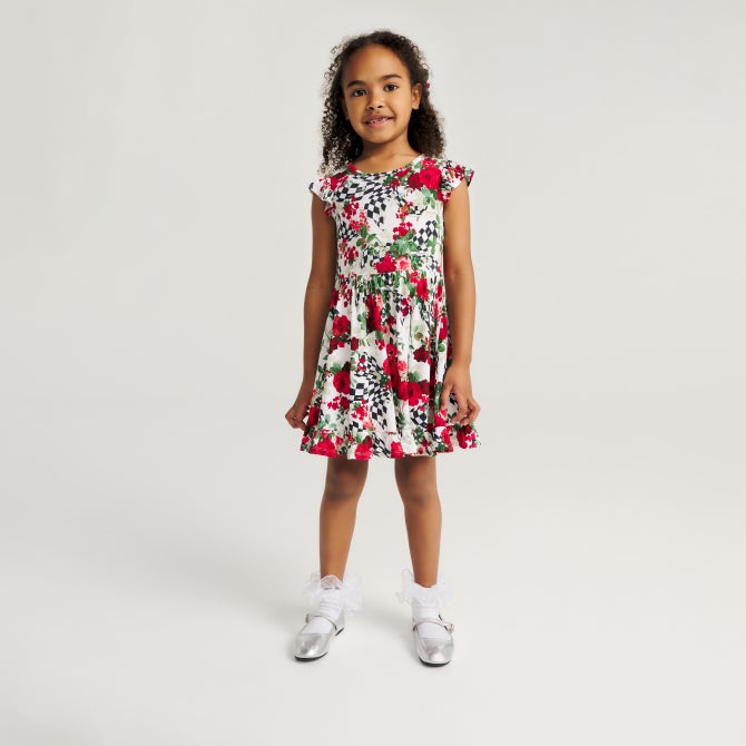 Posh Peanut Wild Rose Check Twirl Dress image number 1