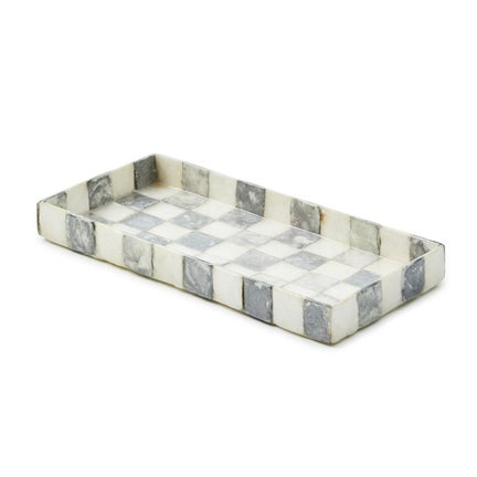 Sterling Check Capiz Vanity Tray