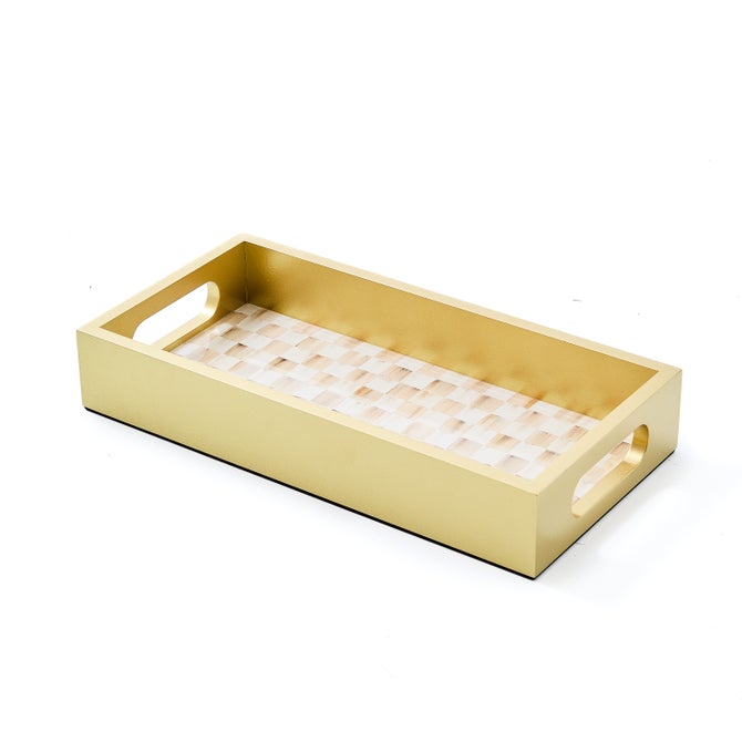 Mocha Check Glass Vanity Tray image number 0
