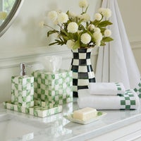 Sage Check Capiz Vanity Tray