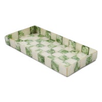 Sage Check Capiz Vanity Tray