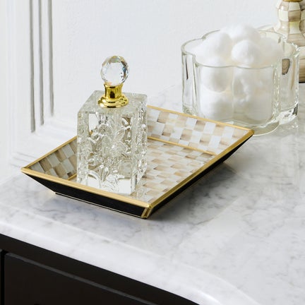 Mocha Check Small Glass Tray