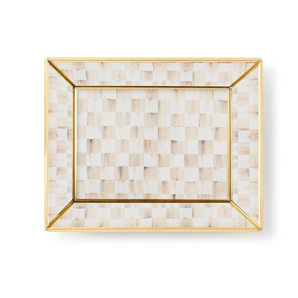 Mocha Check Small Glass Tray