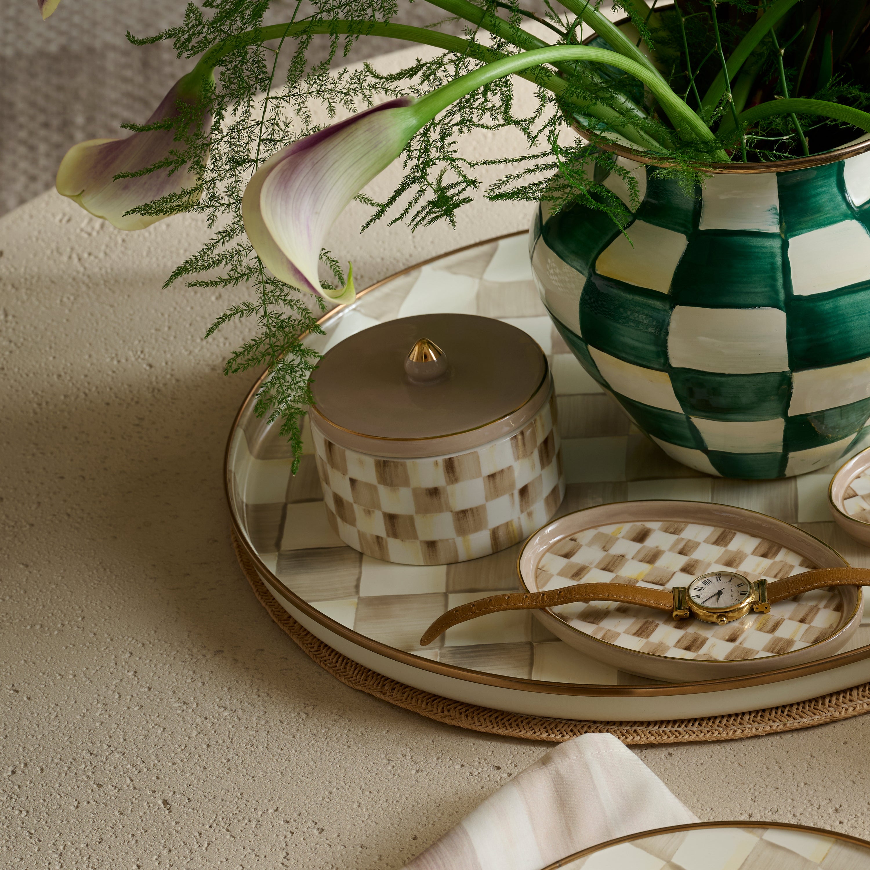 MacKenzie-Childs | Mocha Check Trinket Box