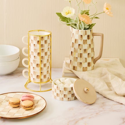 Mocha Check Trinket Box