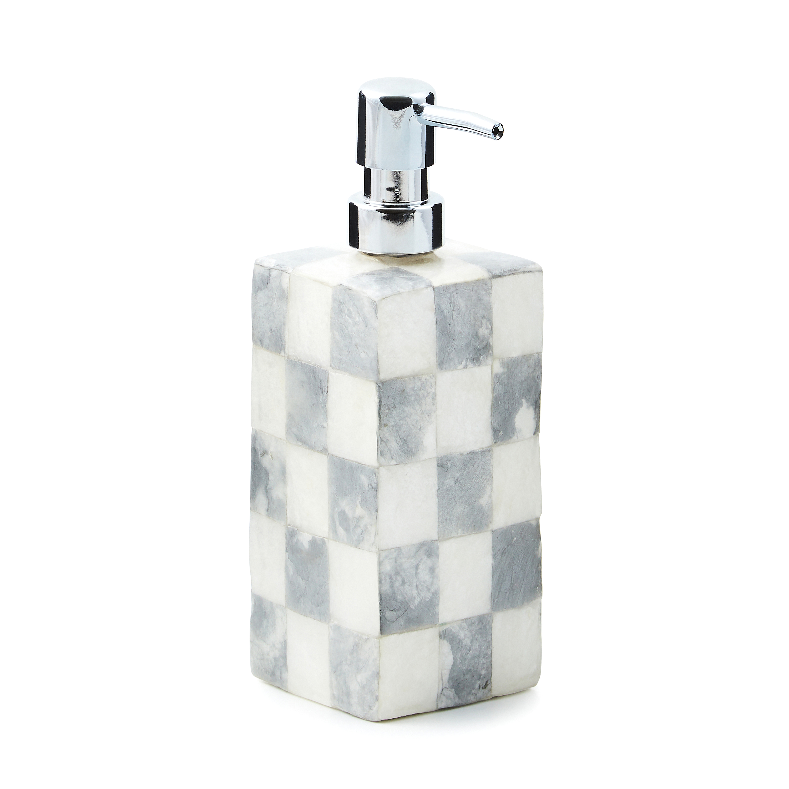 MacKenzie-Childs Sterling Check Capiz Soap Pump