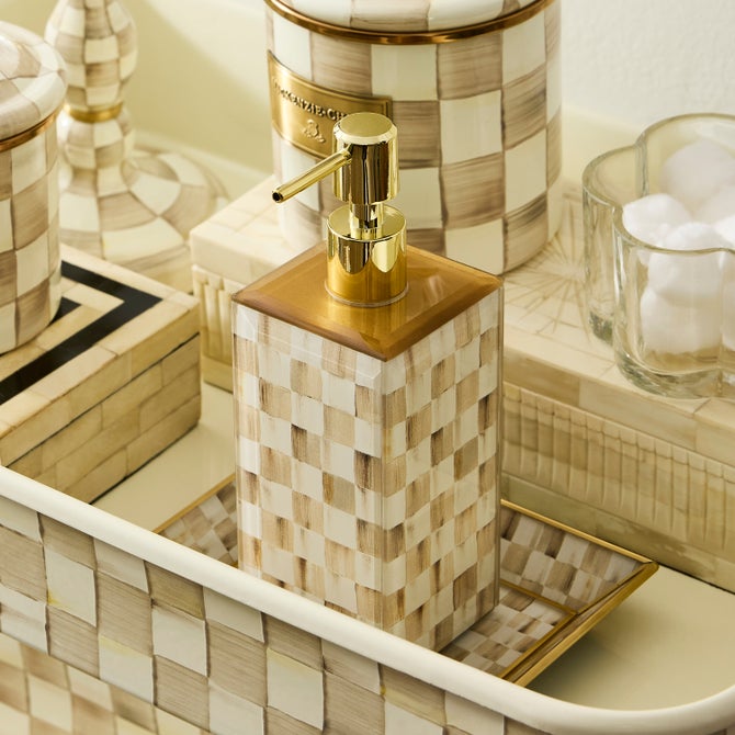 Mocha Check Glass Soap Pump image number 1