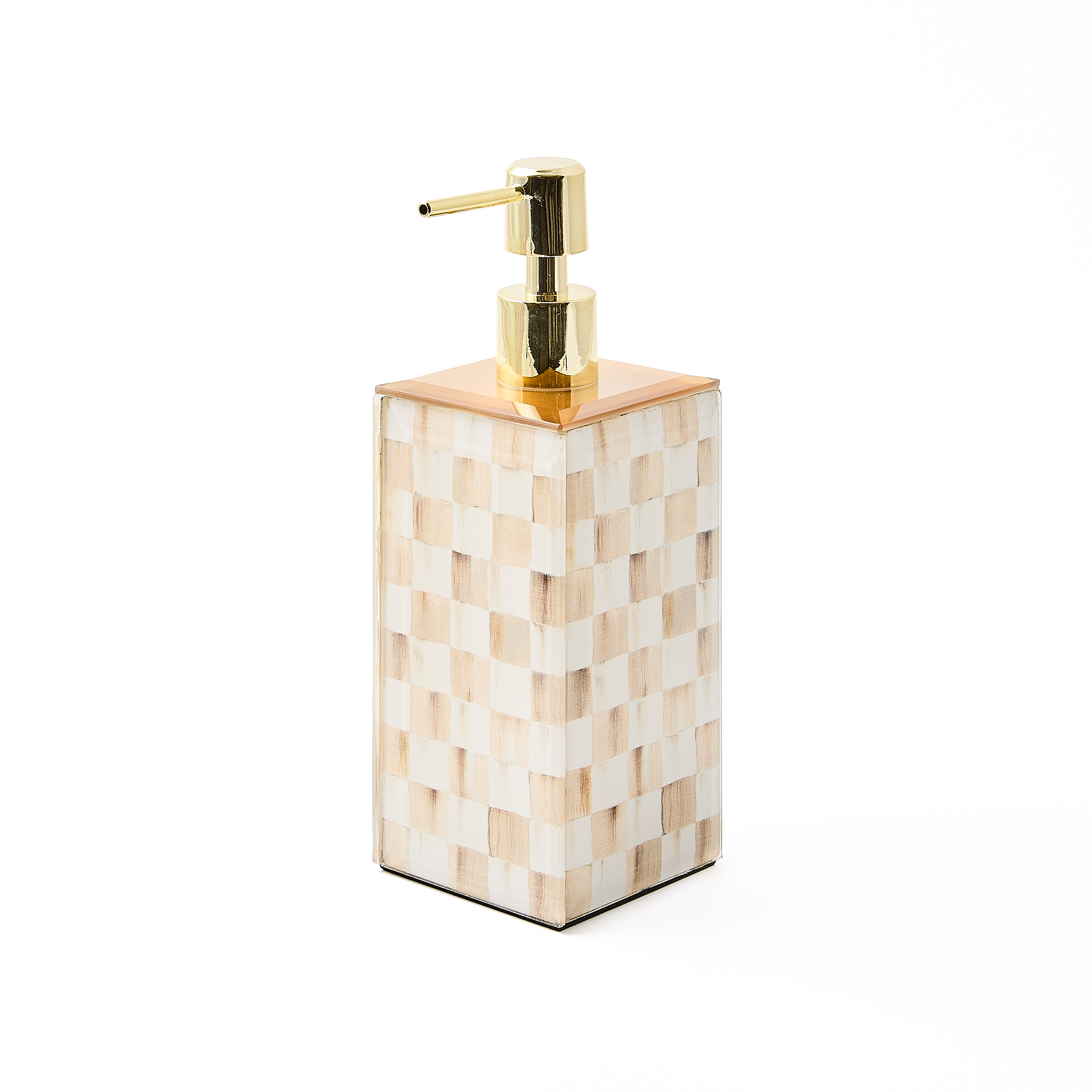 Mocha Check Glass Soap Pump