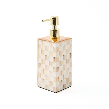 Mocha Check Glass Soap Pump
