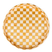 Gold Check Capiz Round Tray