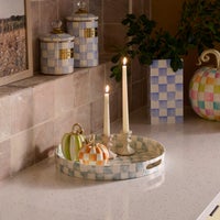 Sky Check Capiz Round Tray