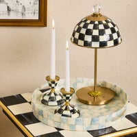 Sky Check Capiz Round Tray